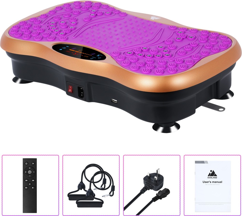 Vibration Plate W/Bands & Pull Cord, LED Touch Screen,Bluetooth for Body Workout