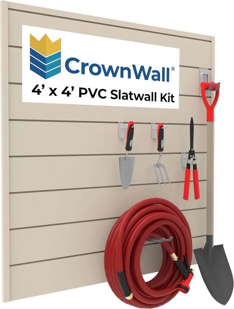 SLATWALL CUSTOMIZABLE SLATWALL STORAGE PANELS - 4FT X 4FT - BEIGE