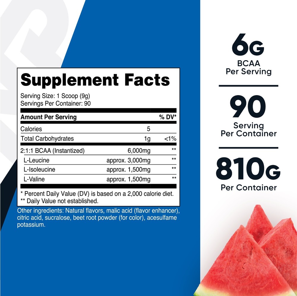 Nutricost BCAA Powder (Watermelon) 90 Servings - 6000mg Per Serving