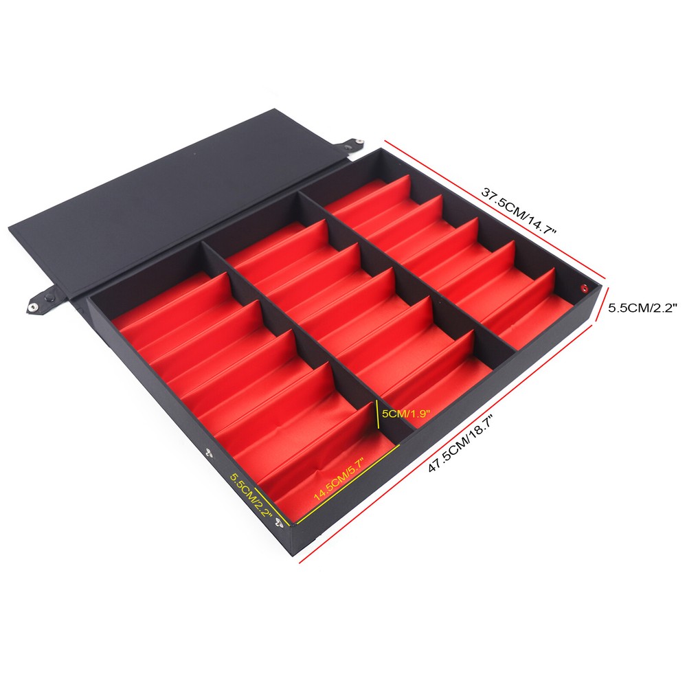 Sunglass storage box with 18 slots, suitable for many eyeglass display boxes