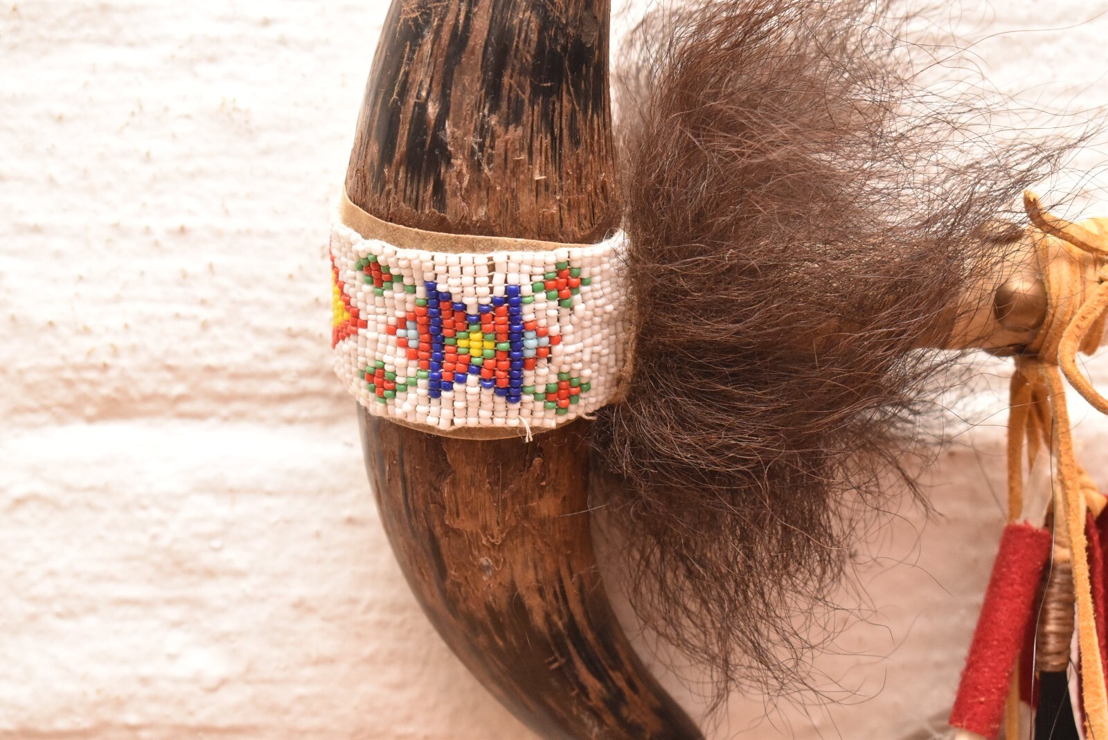 VTG Native American Ceremonial Double-Horn Ghost Dance War Club Atq 28" Beaded
