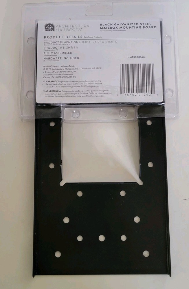Architectural Mailboxes Black Galvanized Steel Mailbox Mounting Board & Bracket