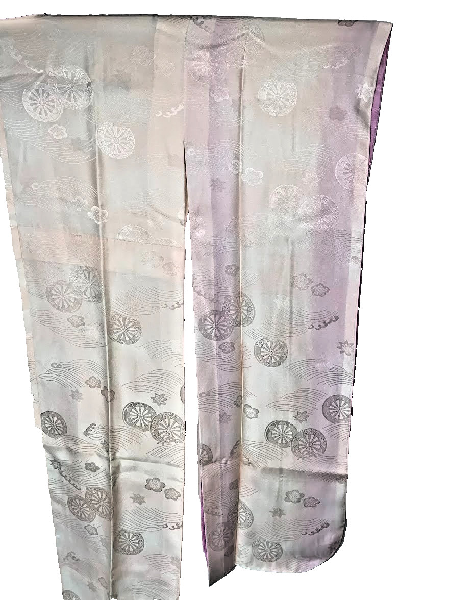 Vintage Silk Nagajuban For Furisode S 25.2in Yuki Japan Pink Sakura Kanoko