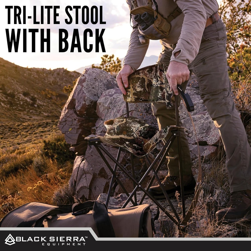 Black Sierra Tri Lite Stool w/ Back