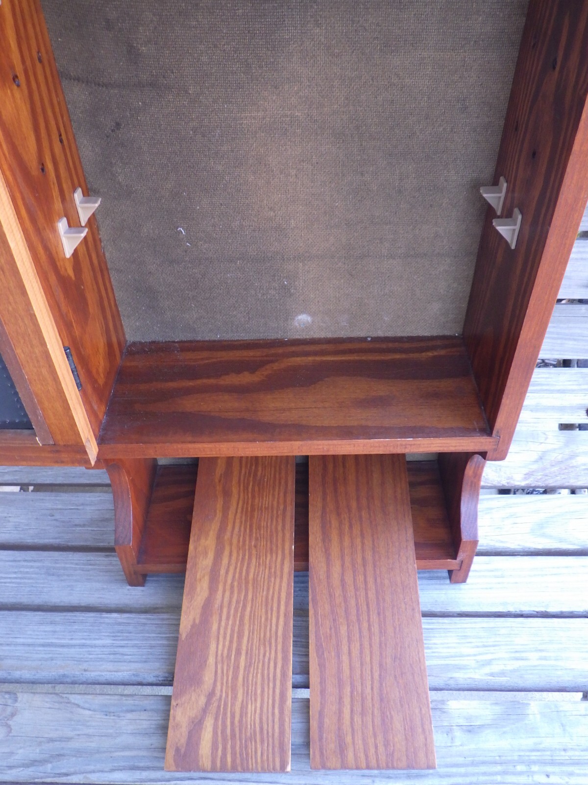 Wall Cabinet Mahogany Wood Punched Tin Pineapple Motif Farmhouse Décor