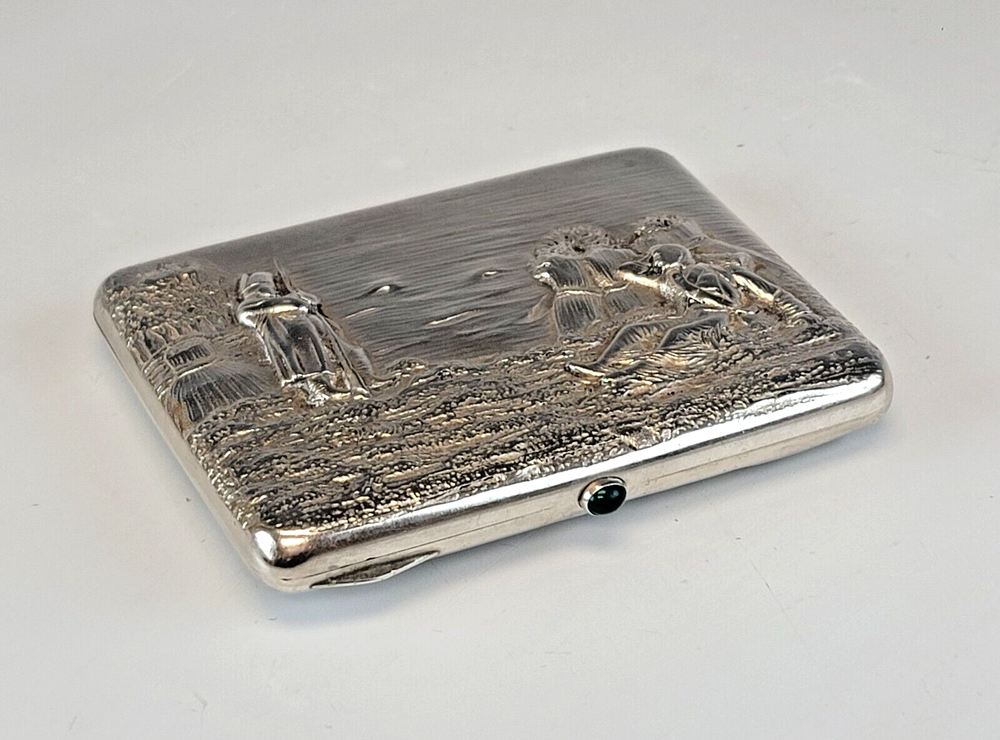 Large 19C Russian Silver Cast Cigarette Case