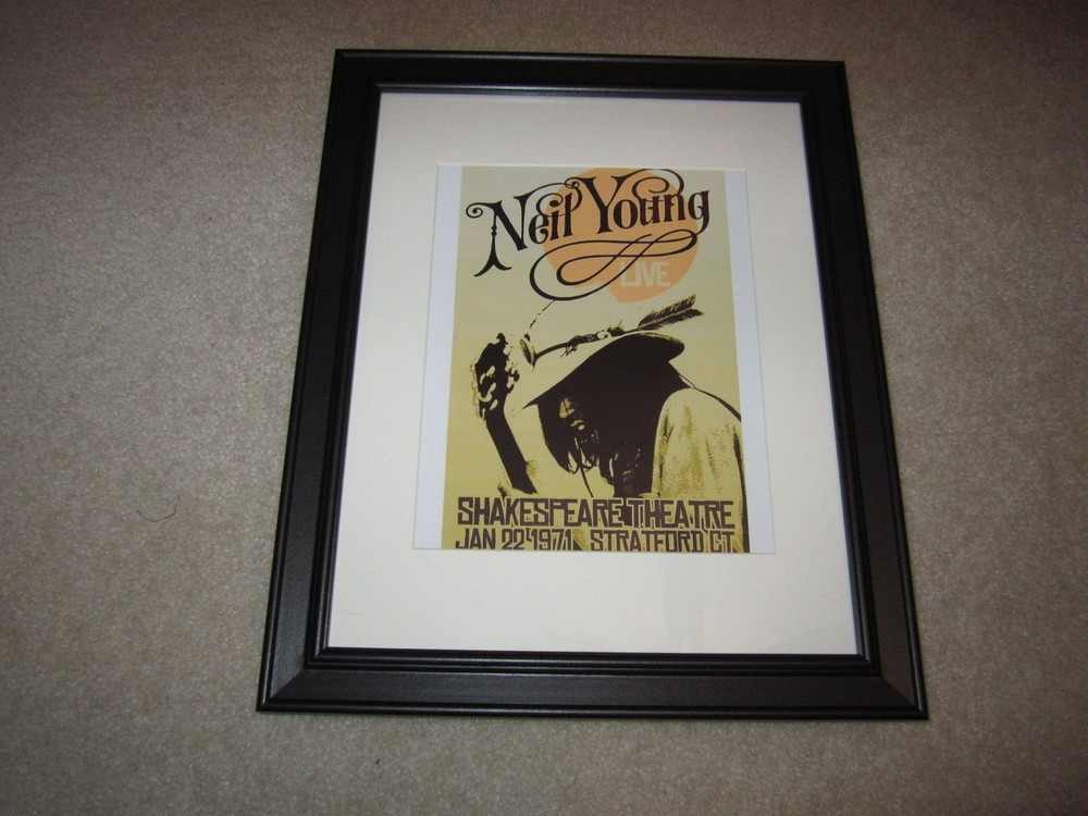 Framed Neil Young Concert Poster,1971, Stratford Ct, Pre Harvest Tour 14" x 17"