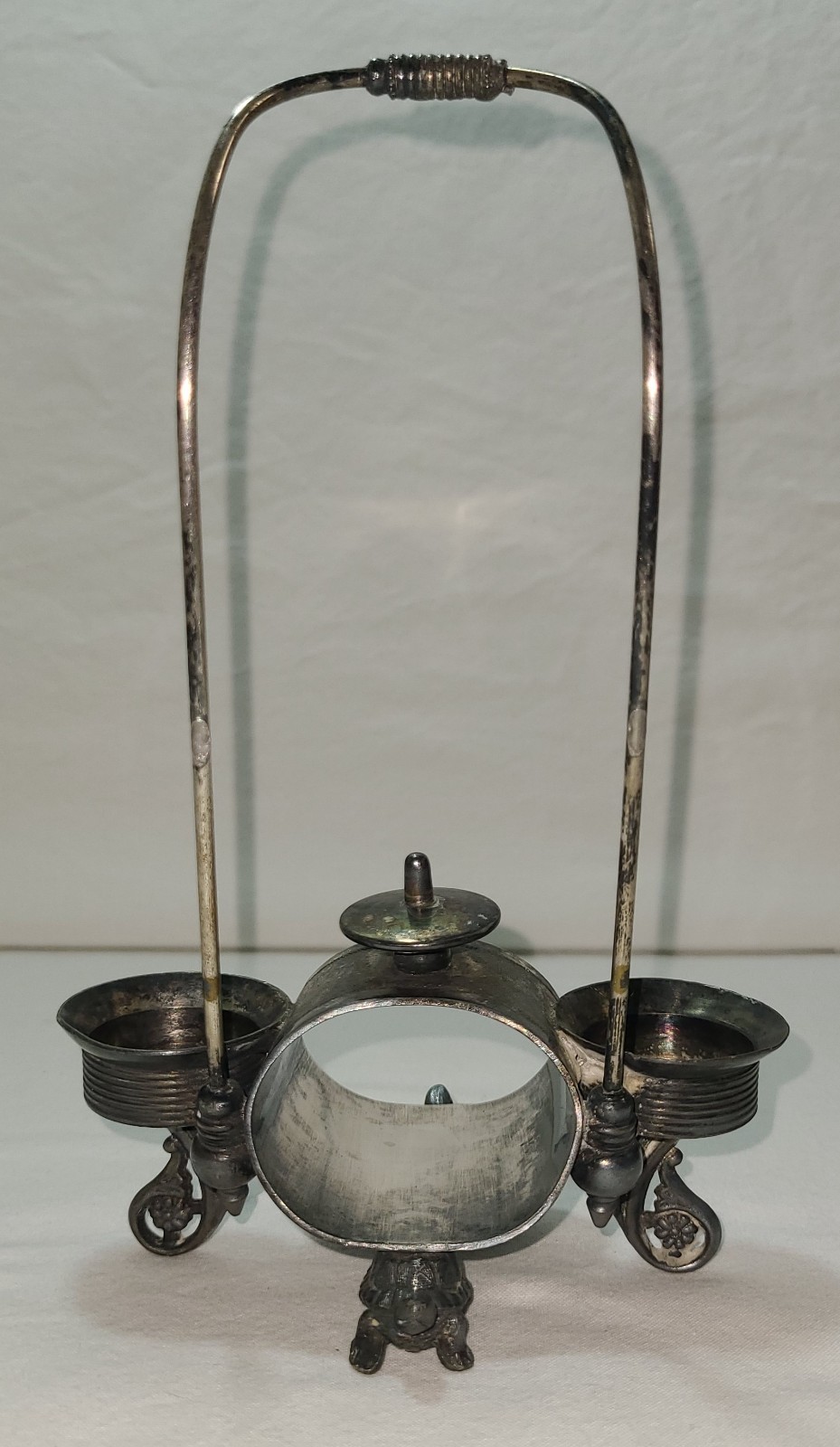 Napkin Ring Holder Salt Cellar Antique Silverplate Figural 2 Turtles