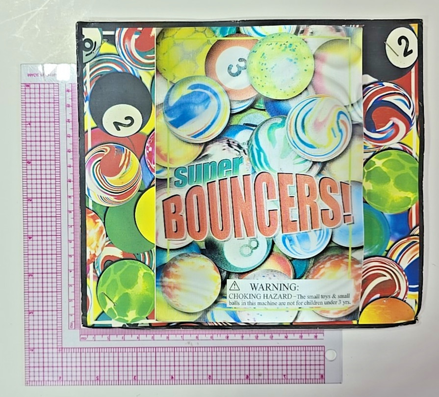 Vintage Vending Display Board Super Bouncers! 0686