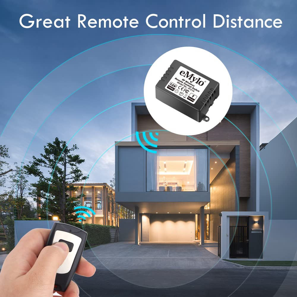 Emylo Wireless Remote Switch RF DC 12V 1 Channel One Relay Light Switch Transmit