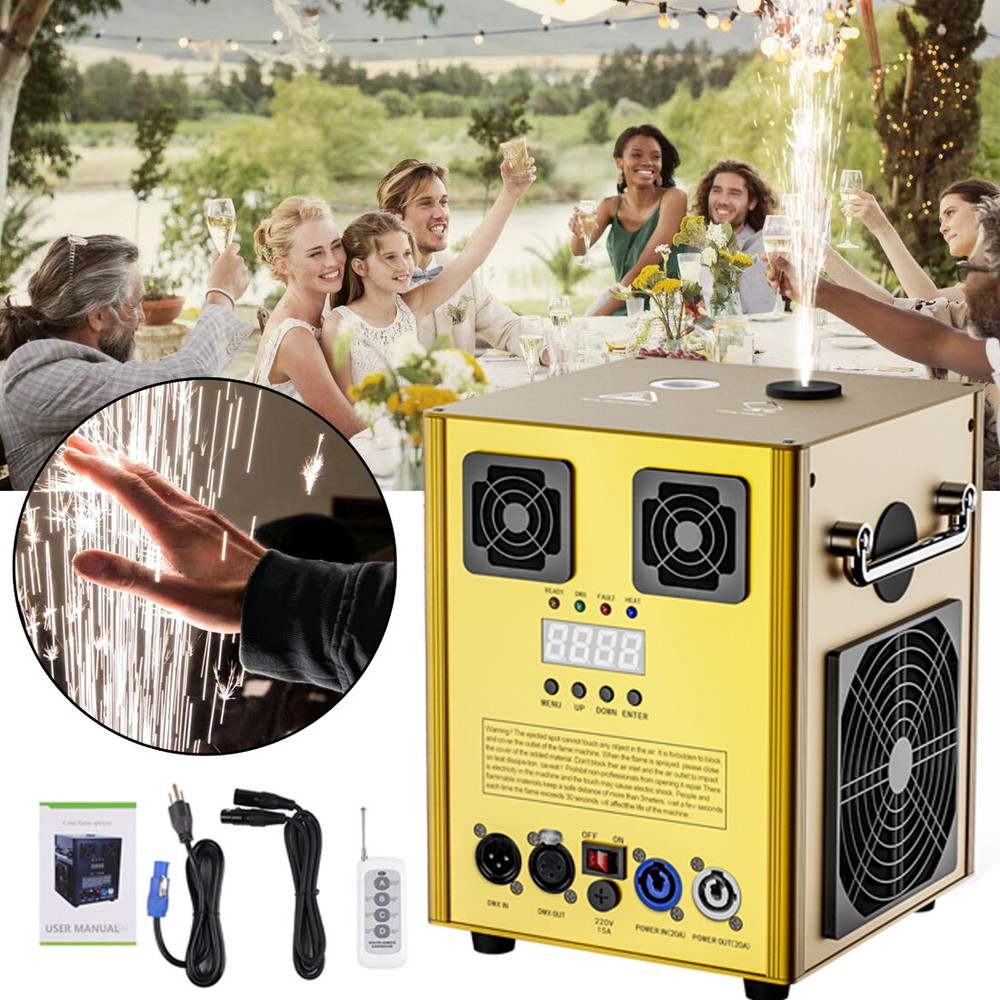 2x 700W Cold Spark Machine w/ Case DMX Wireless Remote Control Firework Machine