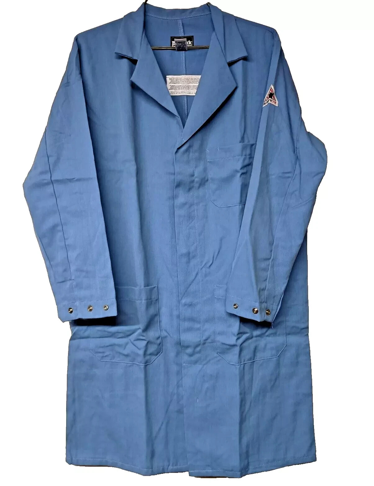 Bulwark FR Concealed Snap-Front Lab Coat Flame Resistant Blue NEW