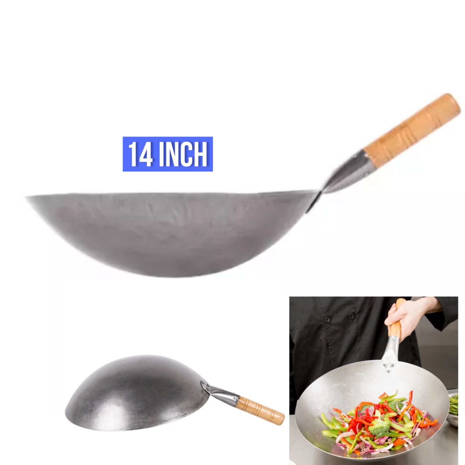 14" Mandarin Carbon Steel Wok with Wood Handle