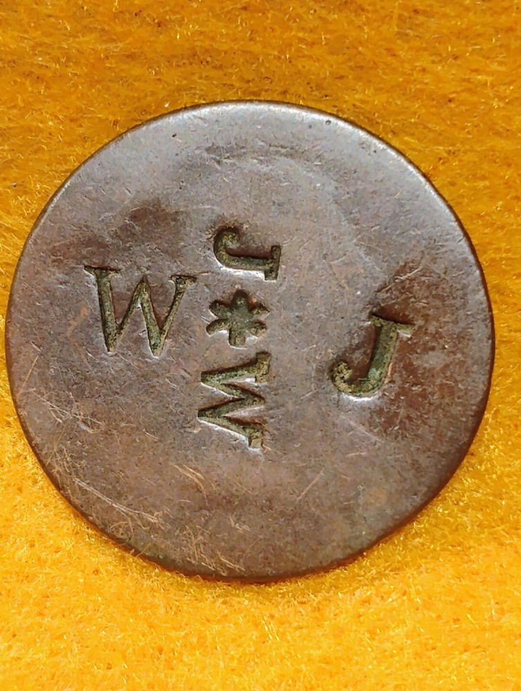 J * W ~ DRAPED BUST LARGE CENT ~ COUNTERSTAMP