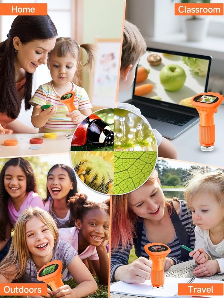Educational Handheld Microscope with LED Lights - 1000X Magnification for Kids