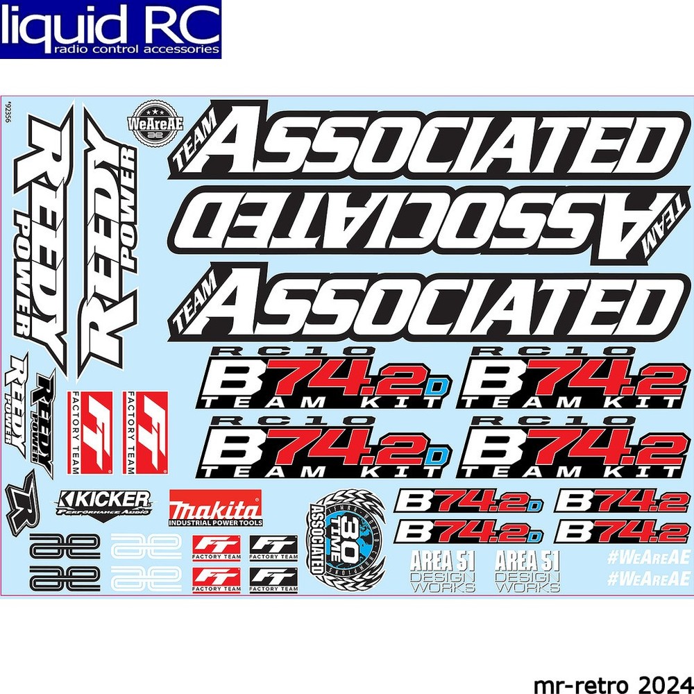 Associated 92356 RC10B74.2 Decal Sheet