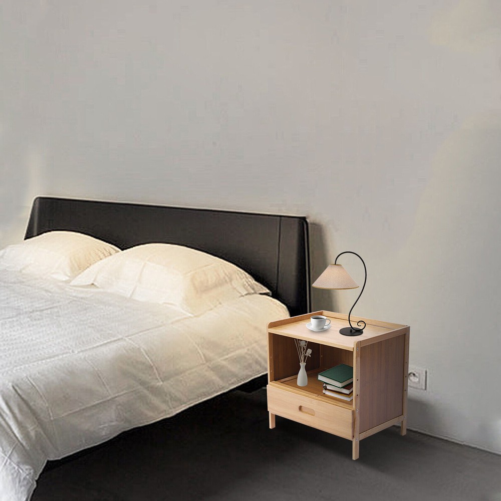 Nightstand End Table w/ pull-out drawer Storage Organizer Bedside Table