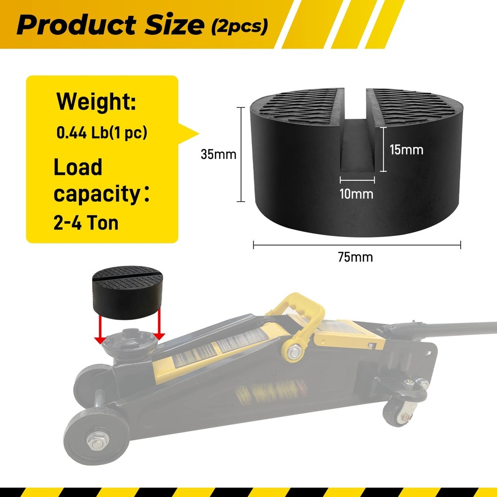 Rubber Jack Pad Pinch Weld Adapter, Universal Slotted Frame Rail Protector for