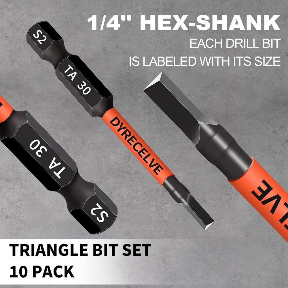 10-Pack Triangle Screwdriver Set - Premium S2 Steel Triangle Bit Set