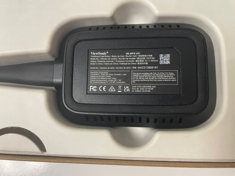 ViewSonic ViewBoard Cast Button for Wireless Display VB-WPS-001 NEW