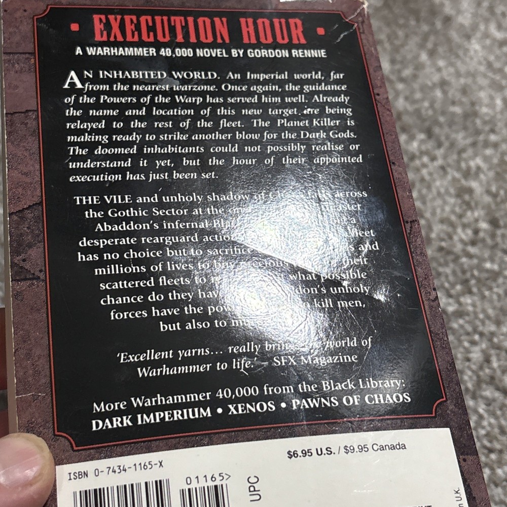 Execution Hour Warhammer 40K Book Gordon Rennie VG