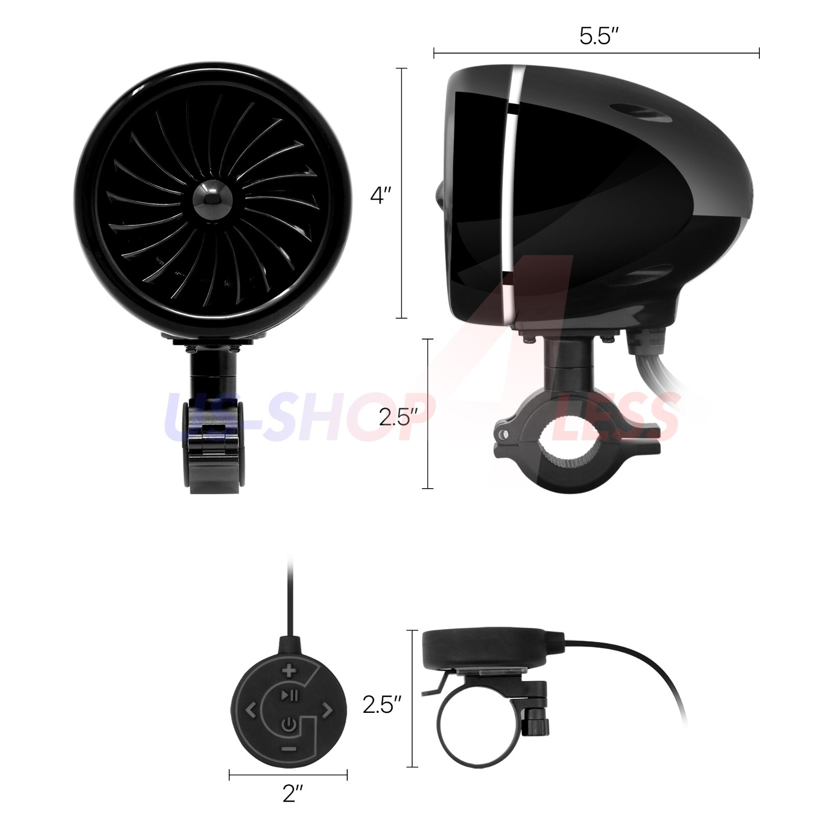 Waterproof Bluetooth Motorcycle Stereo LED Speakers Amp Audio System Harley USB