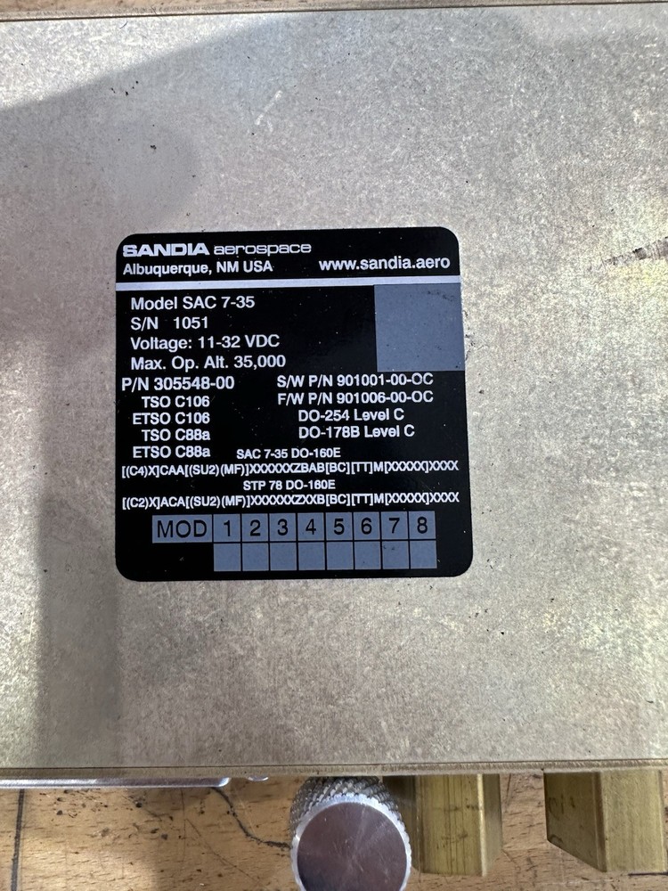 SANDIA Aerospace ( SAC 7-35 ) AIR DATA COMPUTER With Data Link Cable