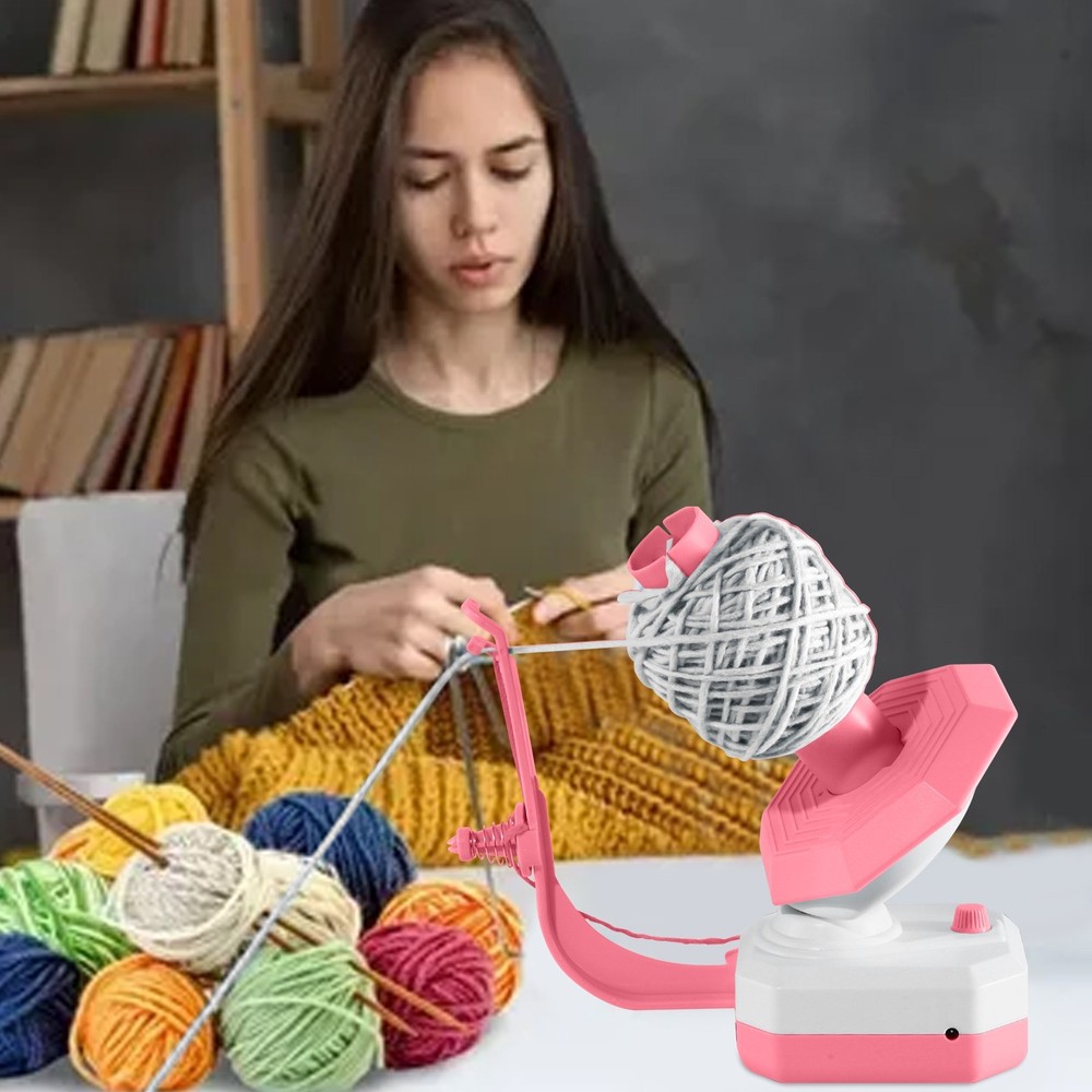 USB Automatic Bobbin Winder Yarn Thread Wool Winding Machine for Sewing (Pink)