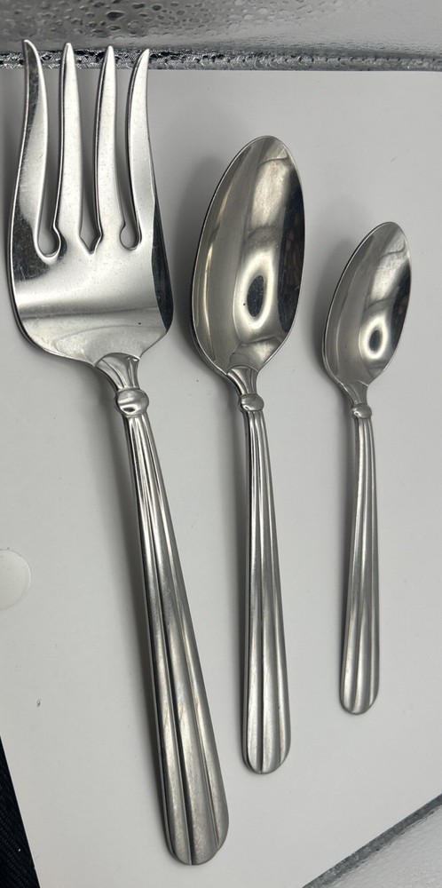 3 Pc Oneida Unity Stainless Flatware 2 Spoons And Cold Meat Serving Fork
