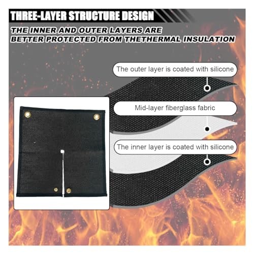 Fireproof Welding Blanket, 12'' x 12'' High Temp Protector Pad, Heat Shield