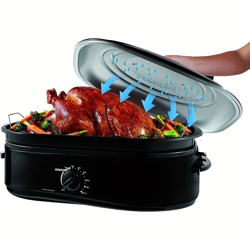 Electric Roaster Oven 16QT Turkey Roaster Oven w/ Self-Basting Lid , Steel Rack