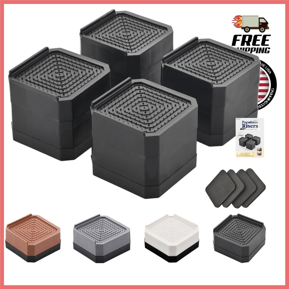 Furniture Risers - Stackable Bed Elevators Support 4000 lbs for Home