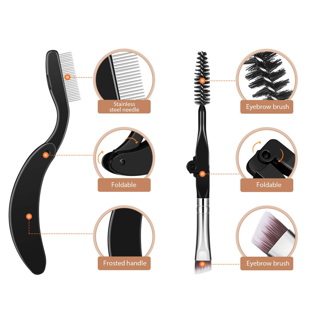 4 Pieces Folding Eyebrow Comb Eyelash Comb Lash Separator Tool Eyelash Grooming