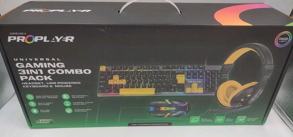 Proplayer 3 In 1 Universal Gaming Combo By RGB Light Includes Keyboard Headset