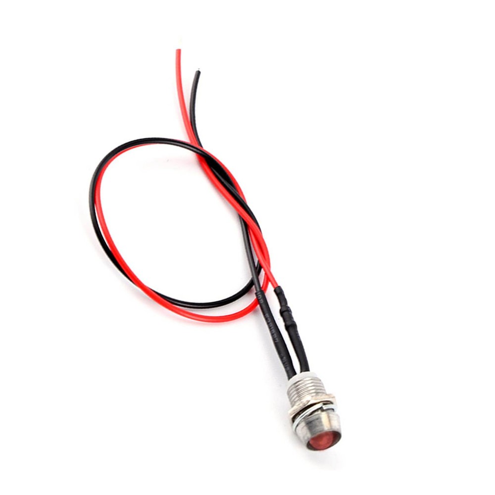 Car 4 Pcs 12v 8mm LED Panel Dash Warning Light Indicator Lamp Car Van Red