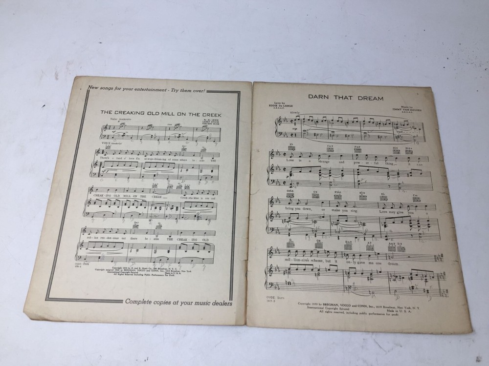 ''Darn That Dream'' Vintage Sheet Music Book