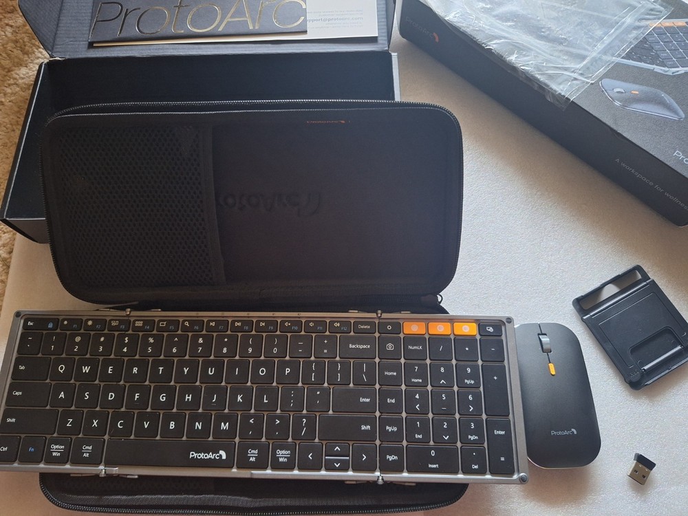 ProtoArc Foldable Keyboard and Mouse, XKM01 Folding Wireless Keyboard Mouse