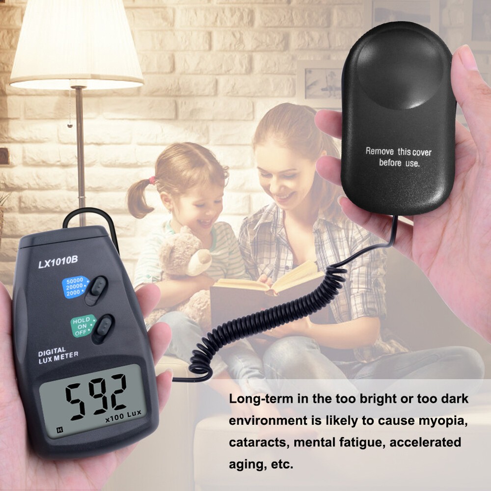 Digital Illuminance Meter Portable Illuminometer LCD Display with Reading T2L2