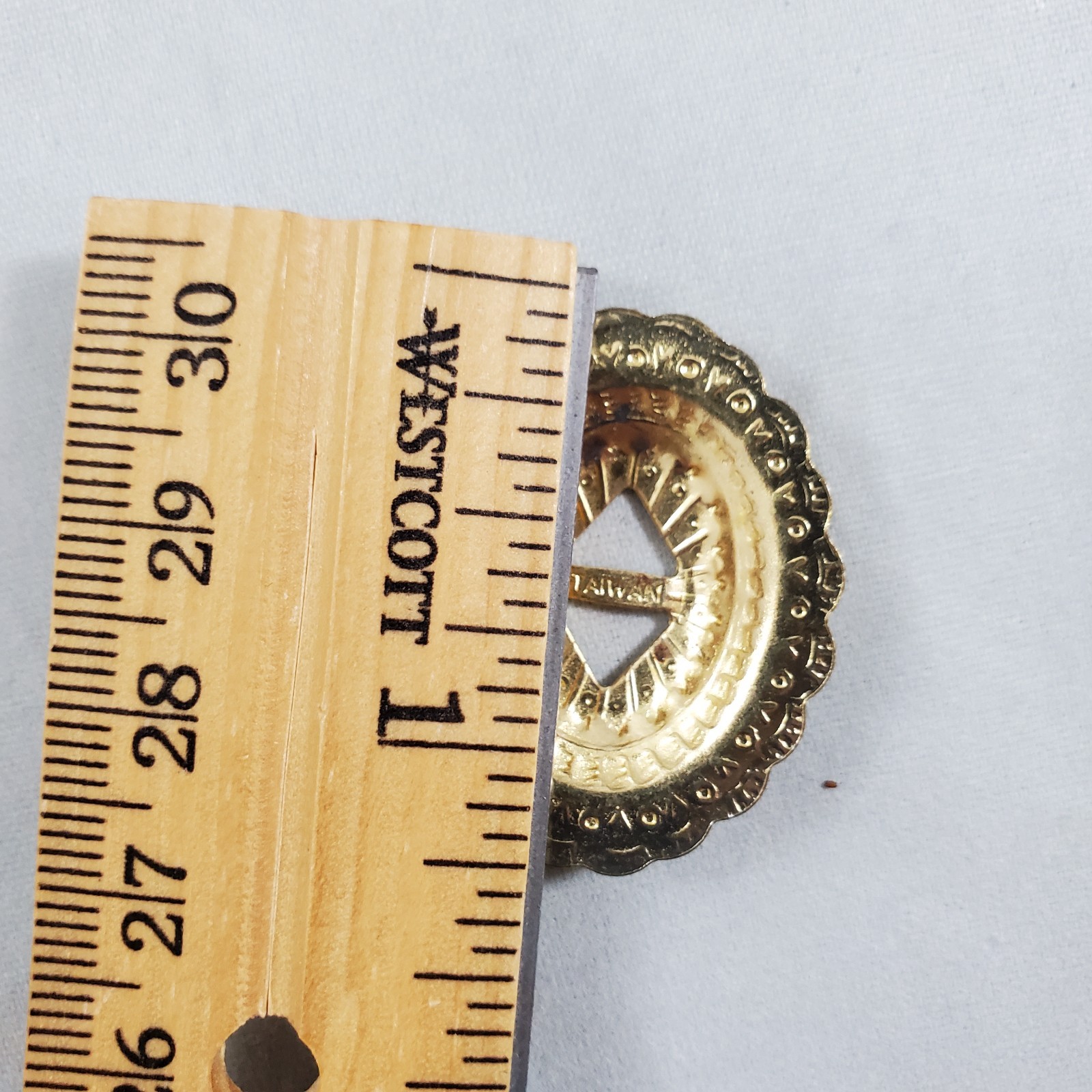 Lot of 34 Slotted Oval Conchos Brass Tone Scalloped Different Sizes Crafts Vtg