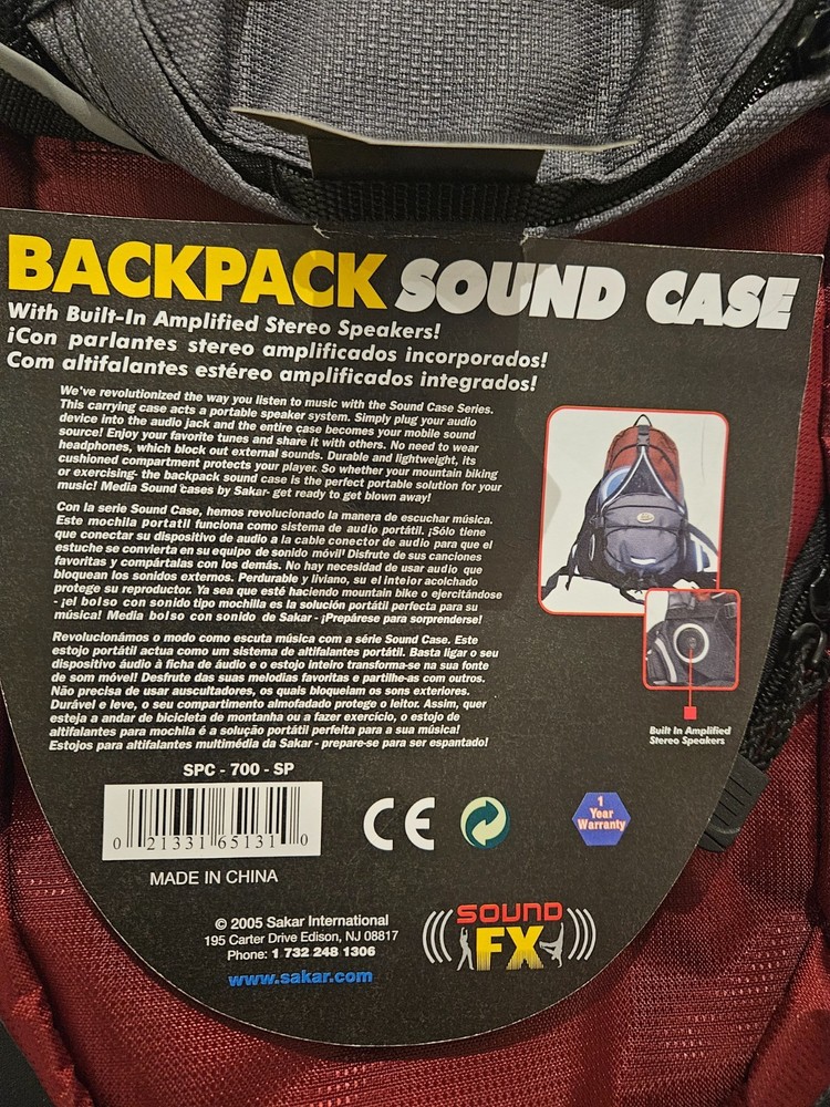 Backpack sound case untested New Sold As Is