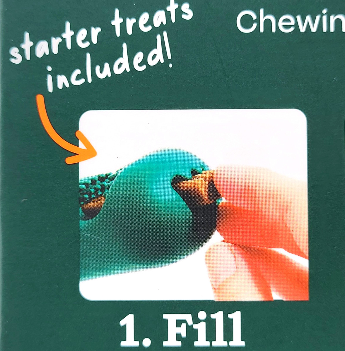 Woof Bite n' Brush Small Treat Holder Toothbrush Tough Non Toxic For Dogs 7"