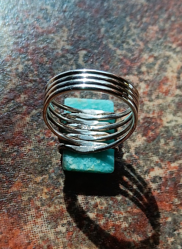 New - Aqua Amazonite 925 Sterling Silver Ring - Size 6.25