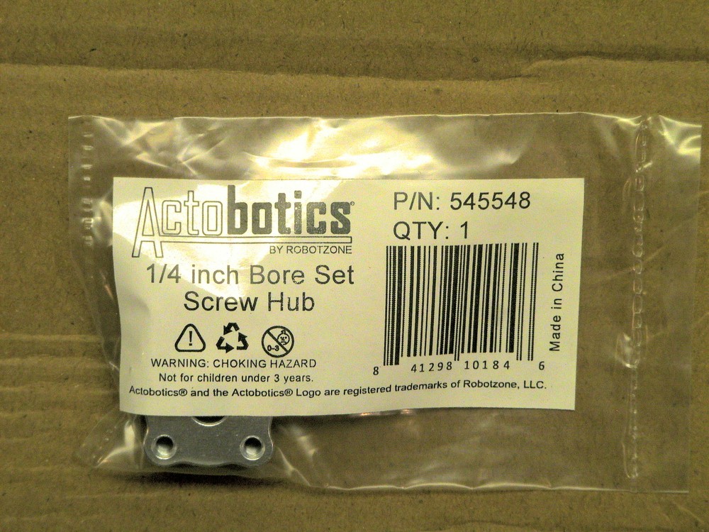 ActoBotics 545548 Set Screw Hub 1/4" Bore Threaded 1.5" pattern 0.25" 0.770"