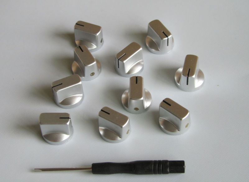 10 x Guitar AMP Effect Pedal Knobs Davies 1510 Style Pointer Knob Silver