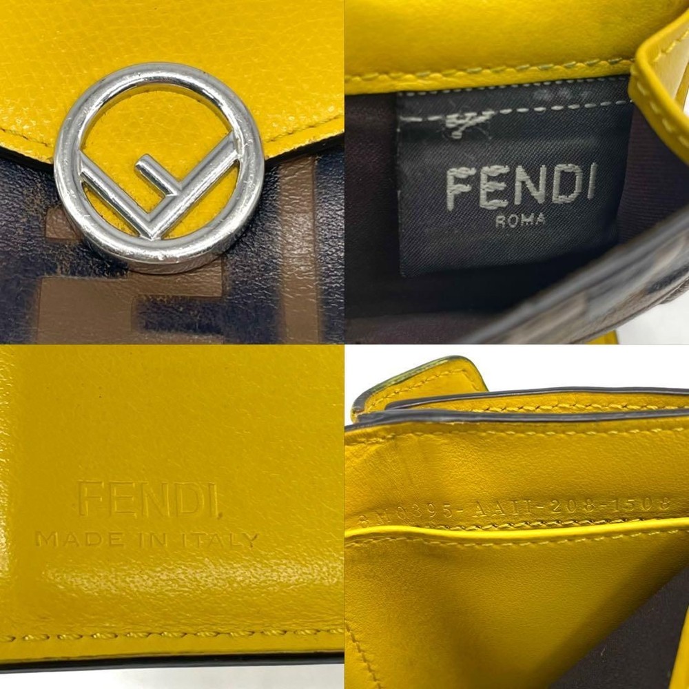 FENDI Fイズ ズッカ 三つ折り財布 ミニウォレット F金具 シルバー金具 黄