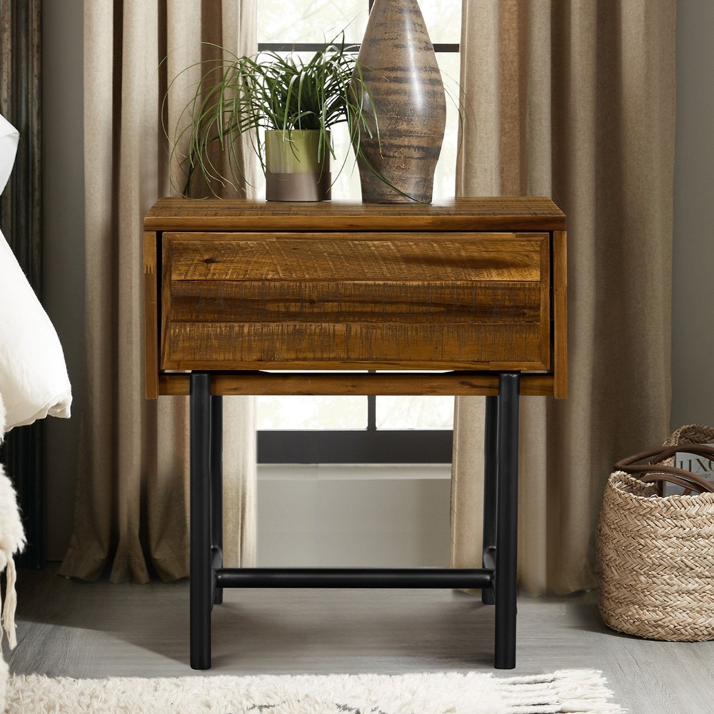 Cusco Rustic Acacia Single Drawer Night stand, Brown Single Box Product