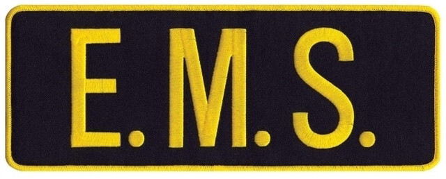 E.M.S. Medium Gold on Midnight Navy Back Panel Uniform Patch 11" X 4"
