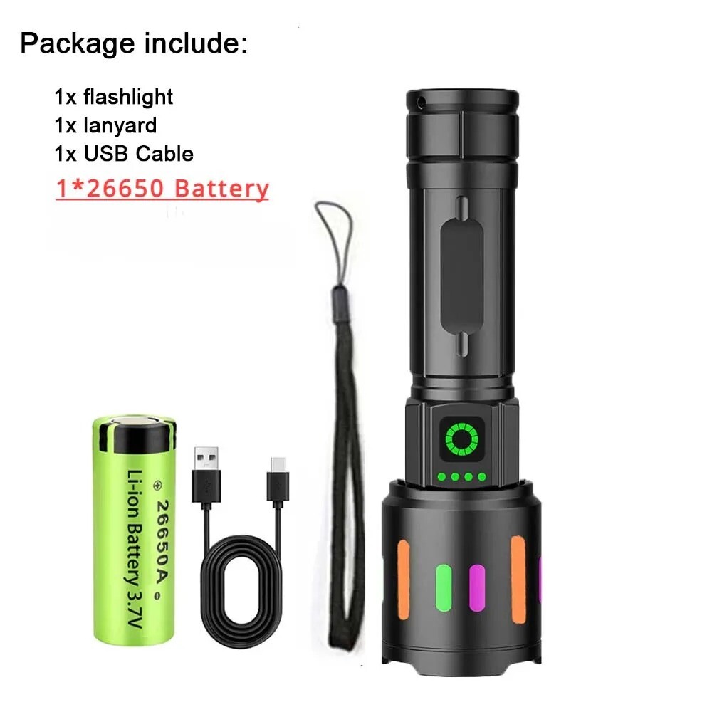 99000000LM Super Bright LED Flashlight USB Rechargeable Zoomable Tactical Torch