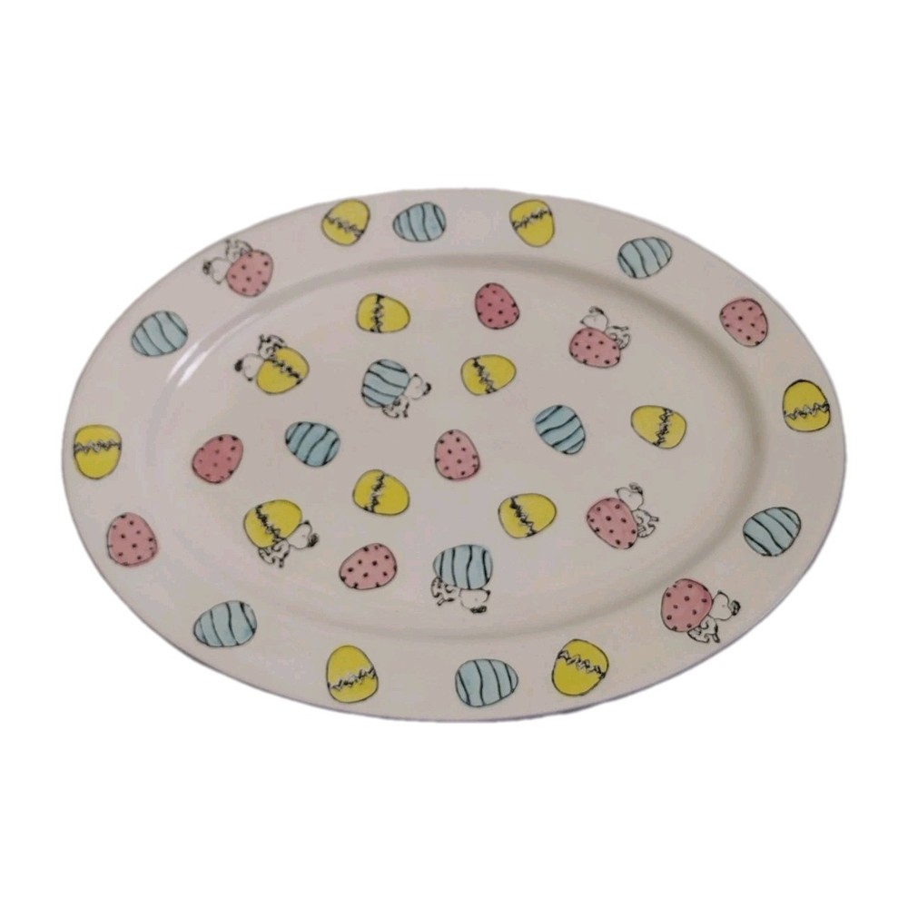 Gibson Snoopy Peanuts Easter Serving Plate Egg Platter 14" Holiday 2020 Eggs