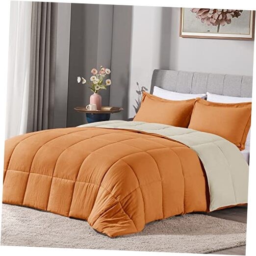 2PCS Size Comforter Sets - Ultra Soft Washed Microfiber Twin Caramel/Beige